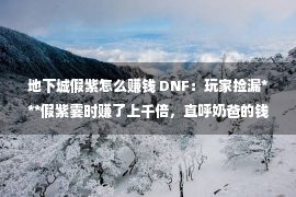 地下城假紫怎么赚钱 DNF：玩家捡漏***假紫霎时赚了上千倍，直呼奶爸的钱真好赚！