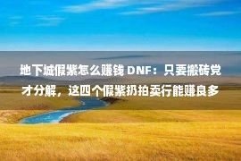 地下城假紫怎么赚钱 DNF：只要搬砖党才分解，这四个假紫扔拍卖行能赚良多