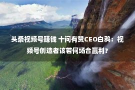 头条视频号赚钱 十问有赞CEO白鸦：视频号创造者该若何场合赢利？