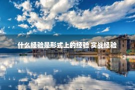 什么经验是形式上的经验 实战经验