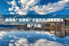 网络推广运营推广方案范文(运营型网络推广方案)