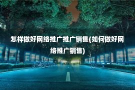 怎样做好网络推广推广销售(如何做好网络推广销售)