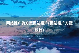 网站推广的方案网站推广(网站推广方案设计)