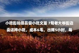 小吃街拍摄品尝小吃文案 7旬老大爷街边卖这种小吃，成本6毛，出摊5小时，每天能卖400多碗