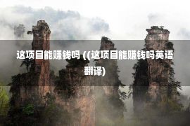 这项目能赚钱吗 ((这项目能赚钱吗英语翻译)