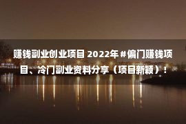 赚钱副业创业项目 2022年＃偏门赚钱项目、冷门副业资料分享（项目新颖）！