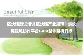 区块链测试培训 区块链产业周刊丨蚂蚁链隐私协作平台FAIR整体架构升级