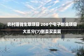 农村赚钱生意项目 200个屯子创业项目大瓜分(7)倒卖买卖篇