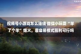 视频号小游戏怎么赚钱 微信小玩耍“羊了个羊”爆火，靠容易模式赢利可行吗？