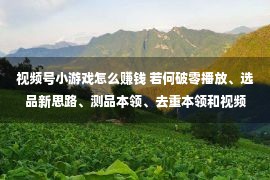 视频号小游戏怎么赚钱 若何破零播放、选品新思路、测品本领、去重本领和视频号小玩耍