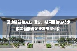 区块链链接光伏 闫安：拟用区块链技术解决新能源企业发电量证伪