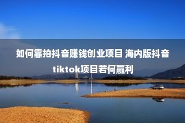 如何靠拍抖音赚钱创业项目 海内版抖音tiktok项目若何赢利