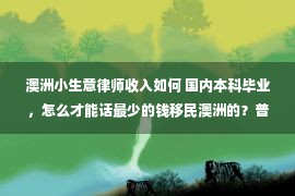 澳洲小生意律师收入如何 国内本科毕业，怎么才能话最少的钱移民澳洲的？普通技术移民走不了，我们可以考虑偏远地区技术移民