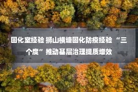 固化室经验 狮山横塘固化防疫经验 “三个度”推动基层治理提质增效