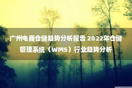 广州电商仓储趋势分析报告 2022年仓储管理系统（WMS）行业趋势分析