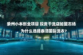 象州小本创业项目 投资干洗店加盟市场，为什么选择泰洁国际洗衣？