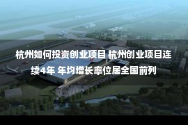 杭州如何投资创业项目 杭州创业项目连续4年 年均增长率位居全国前列