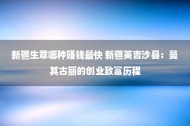 新疆生意哪种赚钱最快 新疆英吉沙县：曼其古丽的创业致富历程