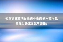 初期创业做项目赚钱不赚钱 别人做闲鱼赚钱为啥你做就不赚钱？