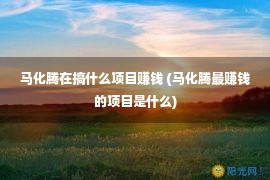 马化腾在搞什么项目赚钱 (马化腾最赚钱的项目是什么)