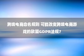 跨境电商命名规则 可能改变跨境电商游戏的欧盟GDPR法规？