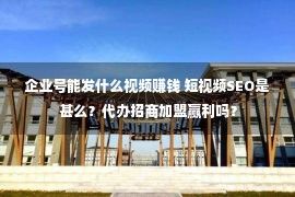 企业号能发什么视频赚钱 短视频SEO是甚么？代办招商加盟赢利吗？