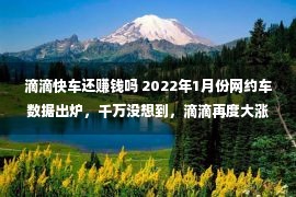 滴滴快车还赚钱吗 2022年1月份网约车数据出炉，千万没想到，滴滴再度大涨5.1%！