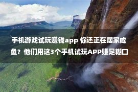 手机游戏试玩赚钱app 你还正在居家咸鱼？他们用这3个手机试玩APP赚足糊口费