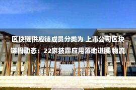 区块链供应链成员分类为 上市公司区块链周动态：22家披露应用落地进展 物流、金融、溯源遍地开花