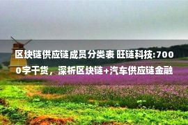 区块链供应链成员分类表 旺链科技:7000字干货，深析区块链+汽车供应链金融的应用价值