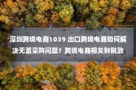 深圳跨境电商1039 出口跨境电商如何解决无票采购问题？跨境电商相关财税政策汇总