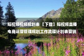 短视频视频规划表 【下载】短视频直播电商运营管理规划工作流程计划表营销推广方案