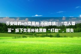 币安链的nft交易所 币圈炸锅！“华人首富”旗下交易所被黑客“打劫”，损失高达7亿元