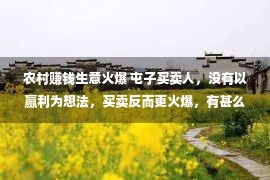 农村赚钱生意火爆 屯子买卖人，没有以赢利为想法，买卖反而更火爆，有甚么诀窍？