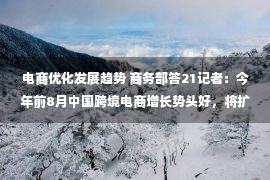 电商优化发展趋势 商务部答21记者：今年前8月中国跨境电商增长势头好，将扩大跨境电商综合试验区范围