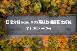 日常介绍bgm:985高校教授简历太好笑了！不止一位→