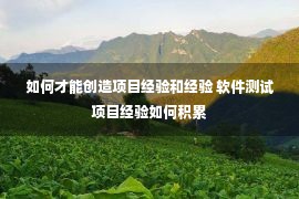 如何才能创造项目经验和经验 软件测试项目经验如何积累