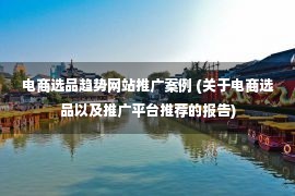 电商选品趋势网站推广案例 (关于电商选品以及推广平台推荐的报告)