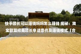 快手团长可以赚钱吗吗怎么赚钱 揭秘：淘宝联盟招商团长申请条件及赚钱模式（合作必看）