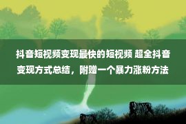 抖音短视频变现最快的短视频 超全抖音变现方式总结，附赠一个暴力涨粉方法