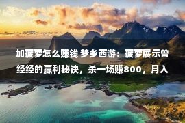 加菠萝怎么赚钱 梦乡西游：菠萝展示曾经经的赢利秘诀，杀一场赚800，月入10万起！