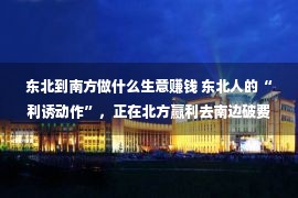 东北到南方做什么生意赚钱 东北人的“利诱动作”，正在北方赢利去南边破费，超百万人口流失