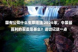 国有公司什么生意赚钱 2020年，中国最赢利的买卖是甚么？请切记这一点