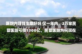 医院内赚钱生意好吗 仅一年内，2万家民营医院亏损1300亿，民营医院为何现在不赚钱？