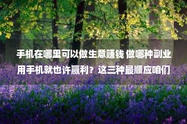 手机在哪里可以做生意赚钱 做哪种副业用手机就也许赢利？这三种最顺应咱们普遍人