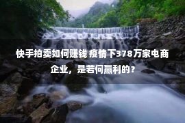 快手拍卖如何赚钱 疫情下378万家电商企业，是若何赢利的？