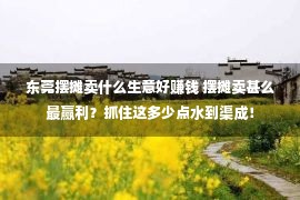 东莞摆摊卖什么生意好赚钱 摆摊卖甚么最赢利？抓住这多少点水到渠成！