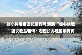 诚心优选当团长赚钱吗 滴滴“橙心优选”团长收益若何？看团长办理编制有何亮点