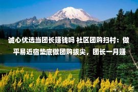 诚心优选当团长赚钱吗 社区团购扫村：做平易近宿垫底做团购拔尖，团长一月赚了6000多元