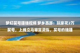 梦幻买号赚钱视频 梦乡西游：玩家花2万买号，上线立马审定灵饰，买号的钱赚回首了